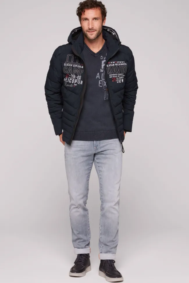Herren CAMP DAVID & SOCCX Winterjacke mit Kapuze im Ski-Design blue navy