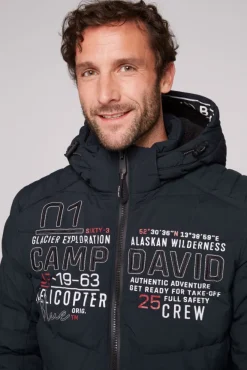 Herren CAMP DAVID & SOCCX Winterjacke mit Kapuze im Ski-Design blue navy