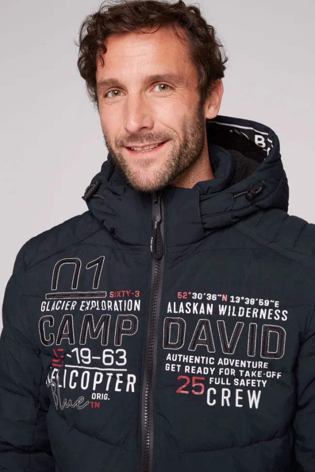 Herren CAMP DAVID & SOCCX Winterjacke mit Kapuze im Ski-Design blue navy