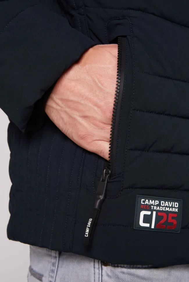 Herren CAMP DAVID & SOCCX Winterjacke mit Kapuze im Ski-Design blue navy