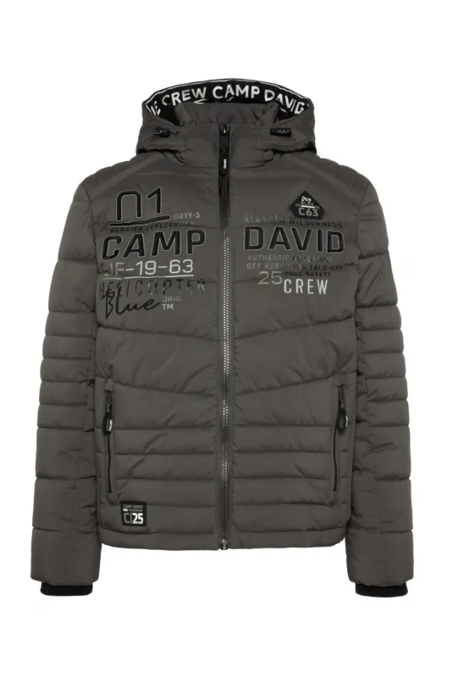 Herren CAMP DAVID & SOCCX Winterjacke mit Kapuze im Ski-Design dark anthra