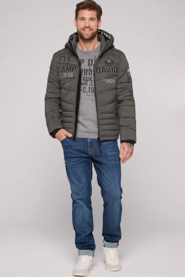 Herren CAMP DAVID & SOCCX Winterjacke mit Kapuze im Ski-Design dark anthra