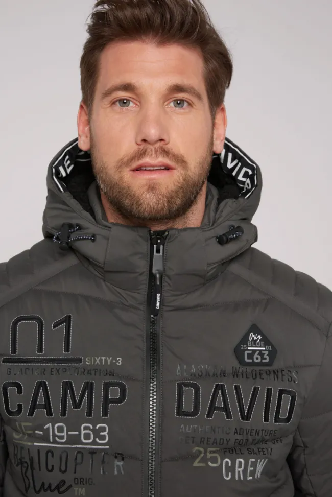 Herren CAMP DAVID & SOCCX Winterjacke mit Kapuze im Ski-Design dark anthra