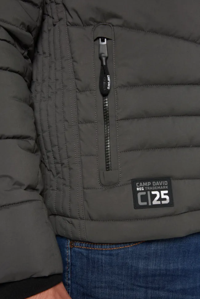 Herren CAMP DAVID & SOCCX Winterjacke mit Kapuze im Ski-Design dark anthra
